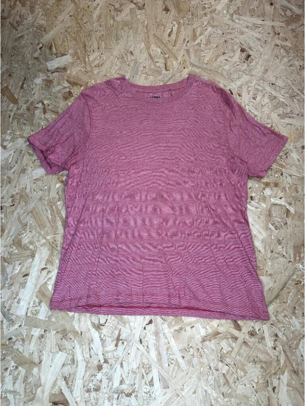 Old Navy Striped T-Shirt Mens Medium Red White Soft Washed Crew Neck Tee